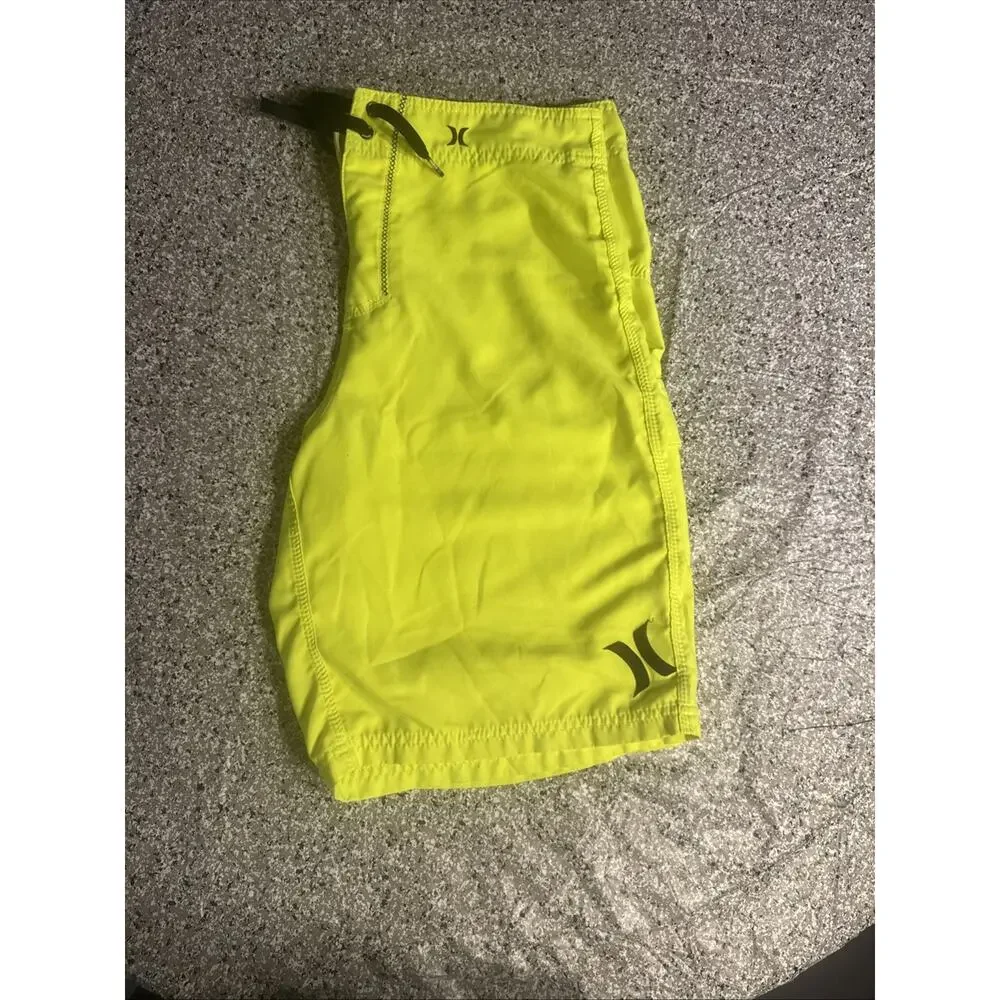 Hurley One and Only Mens 31 Board Shorts Neon Green Surf Swim Beach